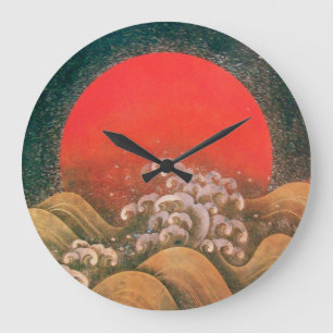 Grande Horloge Ronde AMATERASU, SOLEIL GODDESS rouge brun noir