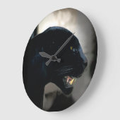 Grande Horloge Ronde Amateur animal de panthère noire sauvage (Angle)