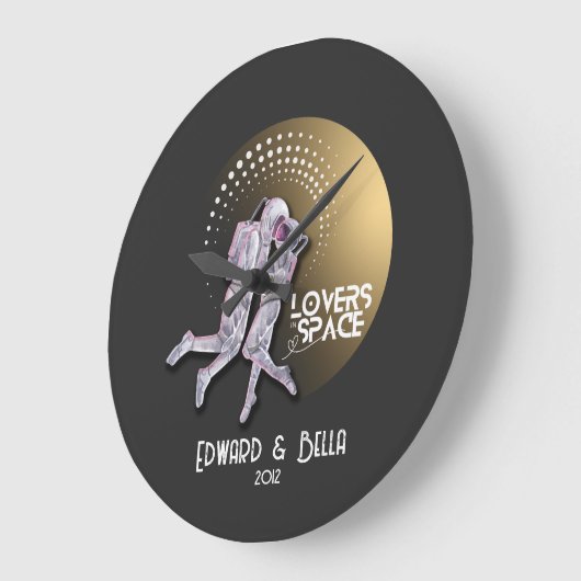 Grande Horloge Ronde Amateurs d'astronautes s'embrasser dans l'espace a (Angle)