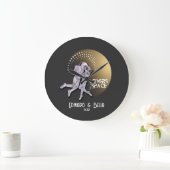 Grande Horloge Ronde Amateurs d'astronautes s'embrasser dans l'espace a (Maison)