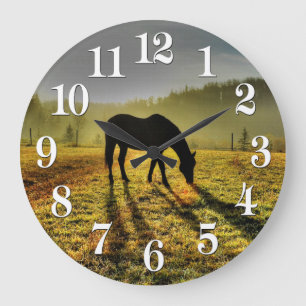 Grande Horloge Ronde Amateurs de chevaux Western Thème Cheval Designer 