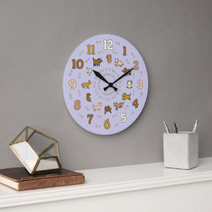 Grande Horloge Ronde Amateurs de chiens de dessins animés fantaisistes