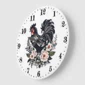 Grande Horloge Ronde Amateurs de coq de campagne (Angle)