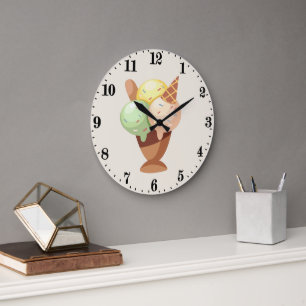 Grande Horloge Ronde Amateurs de glaces mignonnes