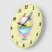Grande Horloge Ronde Amateurs de glaces mignonnes (Angle)