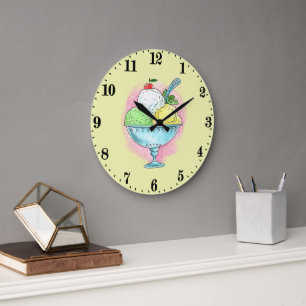 Grande Horloge Ronde Amateurs de glaces mignonnes