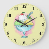 Grande Horloge Ronde Amateurs de glaces mignonnes (Recto)