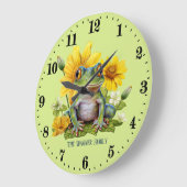 Grande Horloge Ronde Amateurs de grenouilles coupées ajouter le nom (Angle)