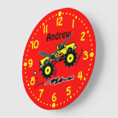Grande Horloge Ronde Amateurs de monster Truck Boys Personnalisés Salle (Angle)