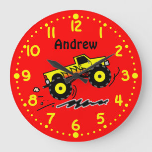 Grande Horloge Ronde Amateurs de monster Truck Boys Personnalisés Salle