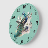Grande Horloge Ronde amateurs de paon mignon (Angle)
