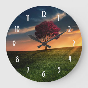 Grande Horloge Ronde Amazing landscape with a Red Tree at Sunset