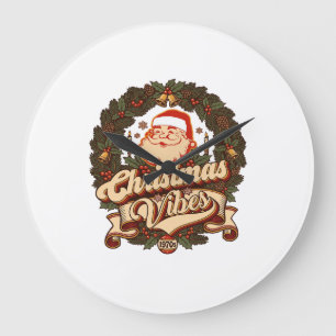Grande Horloge Ronde Ambiance de Noël Couronne de Claus de Père Noël Cl