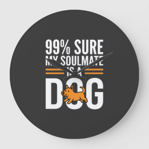 Grande Horloge Ronde Ame sœur de chien Typographie drôle pour amoureux