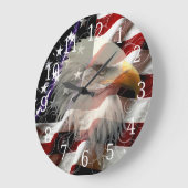 Grande Horloge Ronde American eagle Flag Clock (Angle)