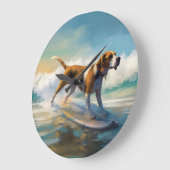Grande Horloge Ronde American Engligh Foxhound Beach Surfing Paining (Angle)