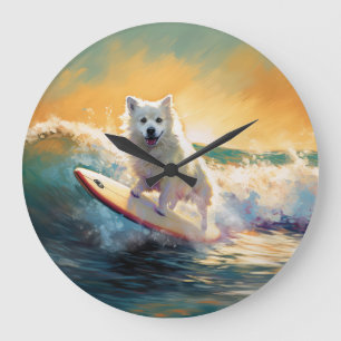 Grande Horloge Ronde American Eskimo Beach Surf Peinture
