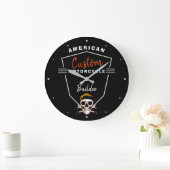 Grande Horloge Ronde American Motorcycle Builder Custom Mechanic Skull  (Maison)