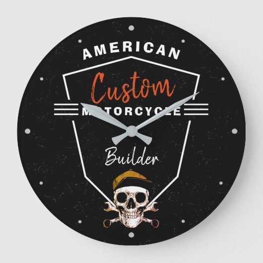 Grande Horloge Ronde American Motorcycle Builder Custom Mechanic Skull  (Recto)
