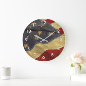 GRANDE HORLOGE RONDE AMERICAN OLD FLAG (Maison)