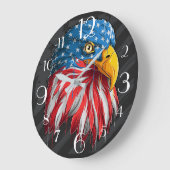 Grande Horloge Ronde American Patriotic Bald Eagle (Angle)