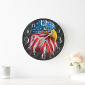 Grande Horloge Ronde American Patriotic Bald Eagle (Maison)