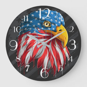 Grande Horloge Ronde American Patriotic Bald Eagle