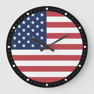 Grande Horloge Ronde American USA Flag Pride Design-76353