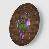 Grande Horloge Ronde Amérindien Dreamcatcher (Angle)