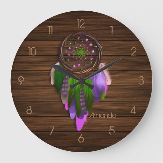 Grande Horloge Ronde Amérindien Dreamcatcher (Recto)