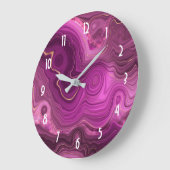 Grande Horloge Ronde Améthyste Violet Et Abstrait Or (Angle)