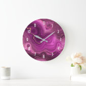 Grande Horloge Ronde Améthyste Violet Et Abstrait Or (Maison)