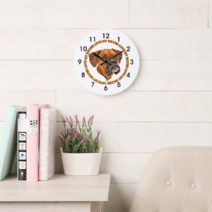 Grande Horloge Ronde Amour de chien Boxer Mon Boxer
