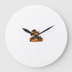 Grande Horloge Ronde Amour de chiot Halloween � Art de chien Kawaii T-S