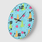 Grande Horloge Ronde Amour de dinosaure (Angle)