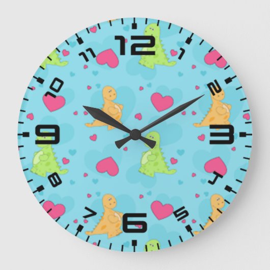 Grande Horloge Ronde Amour de dinosaure (Recto)