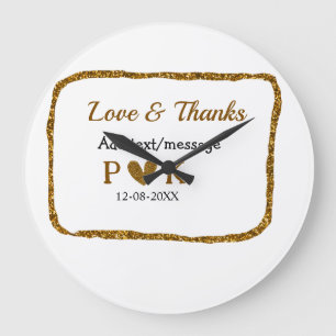 Grande Horloge Ronde Amour et remerciements ajoutent le nom du couple n