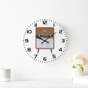 Grande Horloge Ronde Amoureux de la musique rétro du milieu du siècle