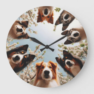 Grande Horloge Ronde Amoureux de les chiens amusant mignon chien drôle 