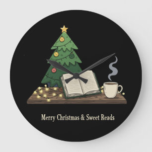 Grande Horloge Ronde Amoureux de livres pour un Noël cosy Douces lect