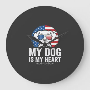 Grande Horloge Ronde Amoureux des chiens Mon chien est mon cœur