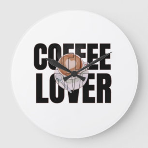 Grande Horloge Ronde Amoureux du café – Accro du café Désir de caféine