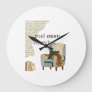 Grande Horloge Ronde Amoureux du livre « Lire plus, s'inquiéter moins »