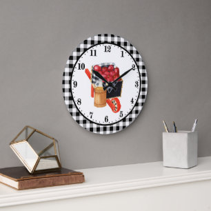 Grande Horloge Ronde amoureux mignons de cidre de pomme