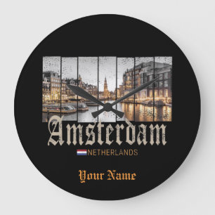 Grande Horloge Ronde Amsterdam Pays-Bas Holland souvenir vintage