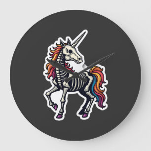 Grande Horloge Ronde Amusant Cos de licorne de squelette pour amoureux