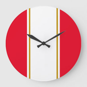 Grande Horloge Ronde Amusant les années 70 rouge vif blanc vertical ray