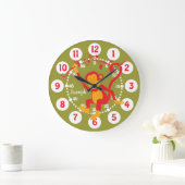 Grande Horloge Ronde Amusants nom des enfants singe rouge et vert horlo (Maison)