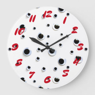 Grande Horloge Ronde Amusement à la mode rouge noir et blanc de yeux