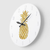 Grande Horloge Ronde ananas doré (Angle)